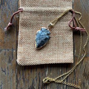 Brand New Larvikite Pendant with Gold plated Chain Larvikite Necklace
